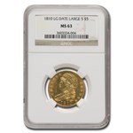 1810 $5 Turban Head Gold Half Eagle MS-63 NGC (Lg Date, Lg 5)