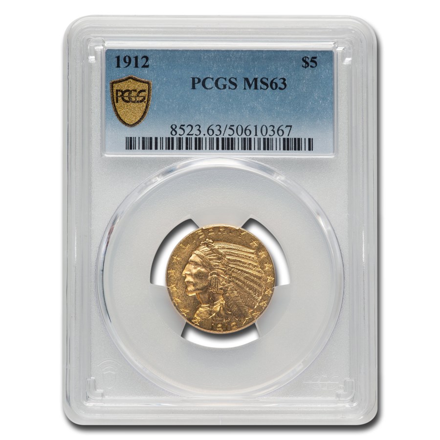 1912 $5 Indian Gold Half Eagle MS-63 PCGS