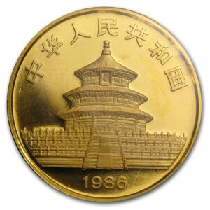 1986 China 1 oz Gold Panda BU (Sealed)