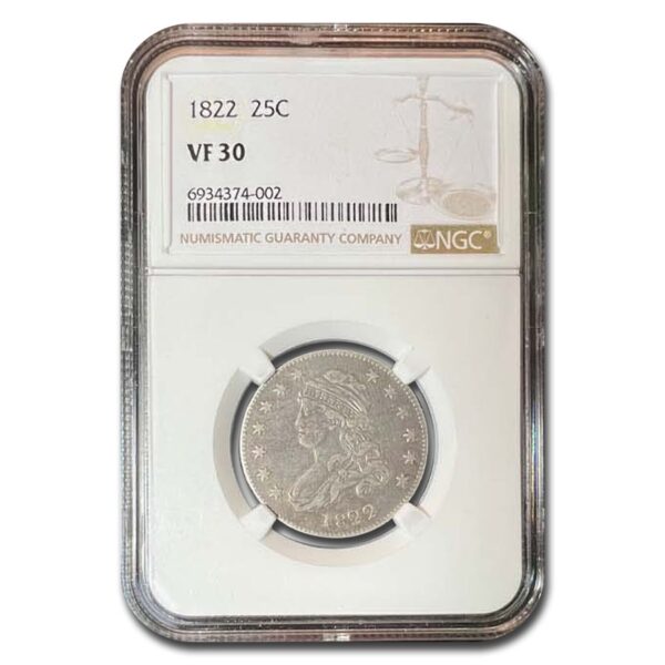 1822 Capped Bust Quarter VF-30 NGC