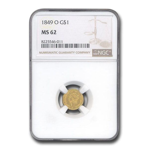 1849-O $1 Liberty Head Gold MS-62 NGC