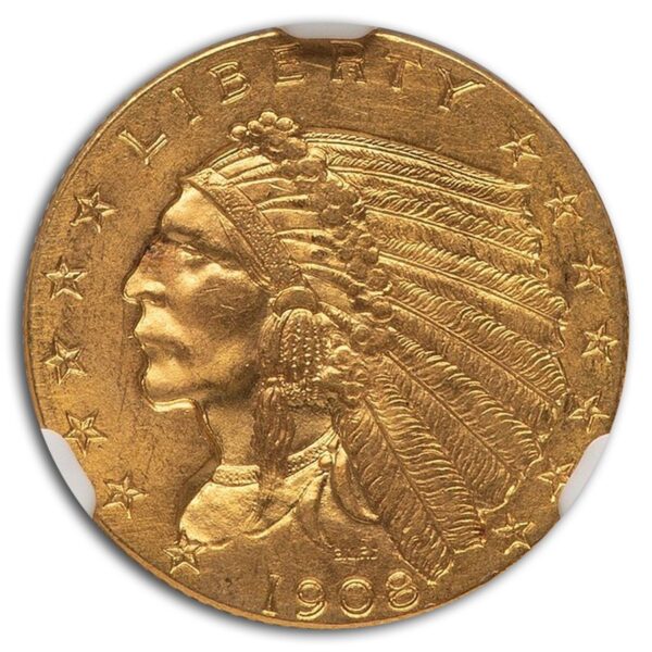 1908 $2.50 Indian Gold Quarter Eagle MS-63 NGC