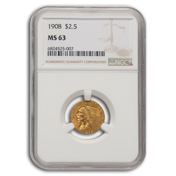 1908 $2.50 Indian Gold Quarter Eagle MS-63 NGC