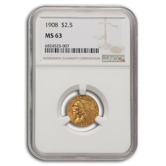 1908 $2.50 Indian Gold Quarter Eagle MS-63 NGC