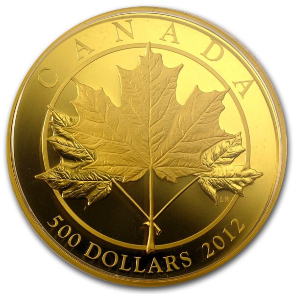 2012 Canada 5 oz Proof Gold $500 Maple Leaf Forever