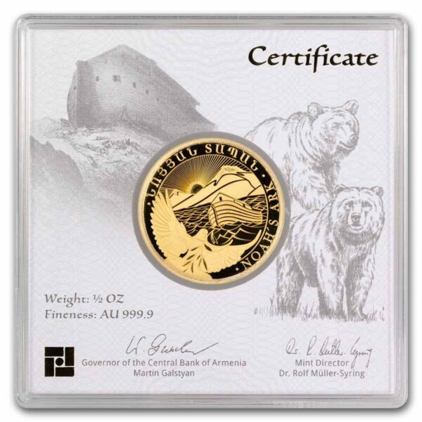 2025 Armenia 1/2 oz Gold 25,000 Dram Noah's Ark BU